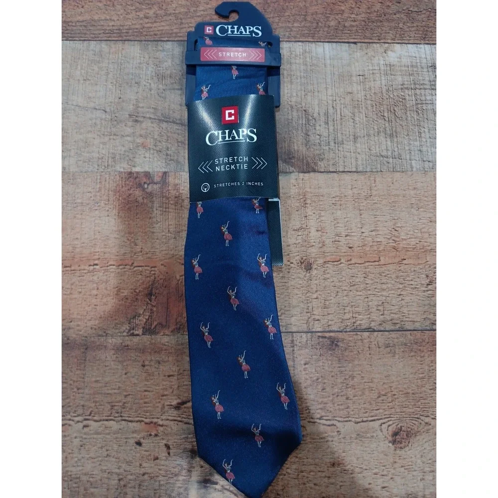 Chaps Men's Tie 100% Silk Navy Aloha NWT